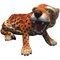 Italienische Baby Leopard Figur aus glasierter Terrakotta 1