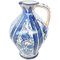 20th Century Glazed Earthenware Spanish Blue & White Painted Pitcher 1