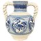20th Century Glazed Earthenware Spanish Blue & White Painted Vases, Image 1