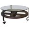 Wooden Wagon Wheel Industrial Accent Spanish Table with Glass Top 1