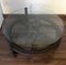 Wooden Wagon Wheel Industrial Accent Spanish Table with Glass Top 2