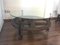 Wooden Wagon Wheel Industrial Accent Spanish Table with Glass Top, Image 3