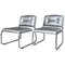Art Deco Tubular Chrome Lounge Chairs in Silver Faux Leather, Set of 2 1
