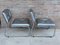 Art Deco Tubular Chrome Lounge Chairs in Silver Faux Leather, Set of 2 8