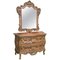 Early 20th Century French Regence Carved Mirror with Chest of Three Drawers, Set of 2 1
