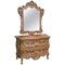 Miroir Sculpté avec Commode à Trois Tiroirs, Début 20ème Siècle, France, Set de 2 1