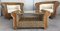 Mid-Century Armchairs with Coffee Table in Rattan and Wood, Set of 3 2