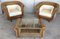 Mid-Century Armchairs with Coffee Table in Rattan and Wood, Set of 3 3