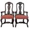 Burl Walnut Queen Anne Style Armchairs, 1940s, Set of 2, Image 1
