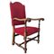 19th Century Louis XIII Style Throne Armchair in Red Velvet 1