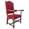 19th Century Louis XIII Style Throne Armchair in Red Velvet, Image 1