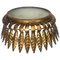 Gilt Metal Sunburst Crown Ceiling Fixture with Frosted Glass 1