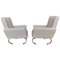 Mid-Century Italian Armchairs with Curved Metal Base, Set of 2 1