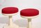 Scandinavian Modern Stools with Red Fabric Upholstery, 1960s, Set of 2 4