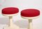 Set of Scandinavian Modern Stools with Red Fabric Upholstery, 1960s 4