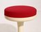 Set of Scandinavian Modern Stools with Red Fabric Upholstery, 1960s 3