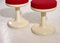Set of Scandinavian Modern Stools with Red Fabric Upholstery, 1960s 2