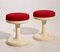 Scandinavian Modern Stools with Red Fabric Upholstery, 1960s, Set of 2, Image 5