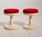 Scandinavian Modern Stools with Red Fabric Upholstery, 1960s, Set of 2 1