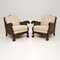 Antique Swedish Satin Birch Bergere Armchairs, Set of 2 1