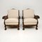 Antique Swedish Satin Birch Bergere Armchairs, Set of 2 3