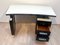 Small Art Deco Desk, Curved Plate, Black and White Lacquer, France circa 1940, Image 8