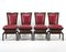 Red Art Deco Chairs, Set of 4 2