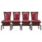 Rote Art Deco Stühle, 4er Set 1