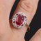 French Art Deco Diamonds and Verneuil Ruby 18 Karat Yellow Gold Ring, 1925, Image 5