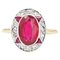 French Art Deco Diamonds and Verneuil Ruby 18 Karat Yellow Gold Ring, 1925 1