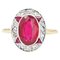 French Art Deco Diamonds and Verneuil Ruby 18 Karat Yellow Gold Ring, 1925, Image 1