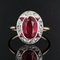 French Art Deco Diamonds and Verneuil Ruby 18 Karat Yellow Gold Ring, 1925, Image 3