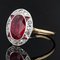 French Art Deco Diamonds and Verneuil Ruby 18 Karat Yellow Gold Ring, 1925 4