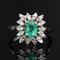 Emerald and Diamonds 18 Karat White Gold Cluster Ring, 1970s, Image 3