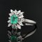 Emerald and Diamonds 18 Karat White Gold Cluster Ring, 1970s, Image 4