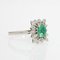 Emerald and Diamonds 18 Karat White Gold Cluster Ring, 1970s, Image 8