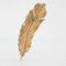 French and Emerald 18 Karat Yellow Gold Feather Brooch, 1960s 7