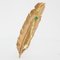 French and Emerald 18 Karat Yellow Gold Feather Brooch, 1960s, Image 10