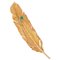 French and Emerald 18 Karat Yellow Gold Feather Brooch, 1960s 1