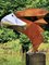 German Steel Polygon Sculpture, Eagle on an Oxidised Oak Pedestal, 21st Century, Image 1