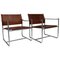 Steel and Brown Leather Amiral Easy Chair by K Mobring for IKEA, Sweden, 1967, Set of 2 1