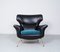 Mid-Century Modern Black Lounge Chair with Brass Legs, 1950s 3