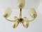 Mid-Century Chandelier in Brass and Glass, Image 4