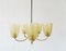 Mid-Century Chandelier in Brass and Glass 1