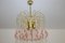 Waterfall Chandelier in Brass with 53 Clear Murano Glass Crystal Drops, 1960s 1