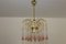 Waterfall Chandelier in Brass with 53 Clear Murano Glass Crystal Drops, 1960s, Image 10
