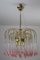 Waterfall Chandelier in Brass with 53 Clear Murano Glass Crystal Drops, 1960s 8