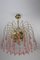 Lampadario a cascata in ottone con 53 gocce in cristallo di Murano, anni '60, Immagine 2