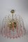 Waterfall Chandelier in Brass with 53 Clear Murano Glass Crystal Drops, 1960s 2