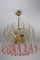 Waterfall Chandelier in Brass with 53 Clear Murano Glass Crystal Drops, 1960s 6